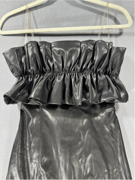 Do + Be Dresses & Skirts - DO + BE Black Faux Leather Mini Dress Ruffle Bodice